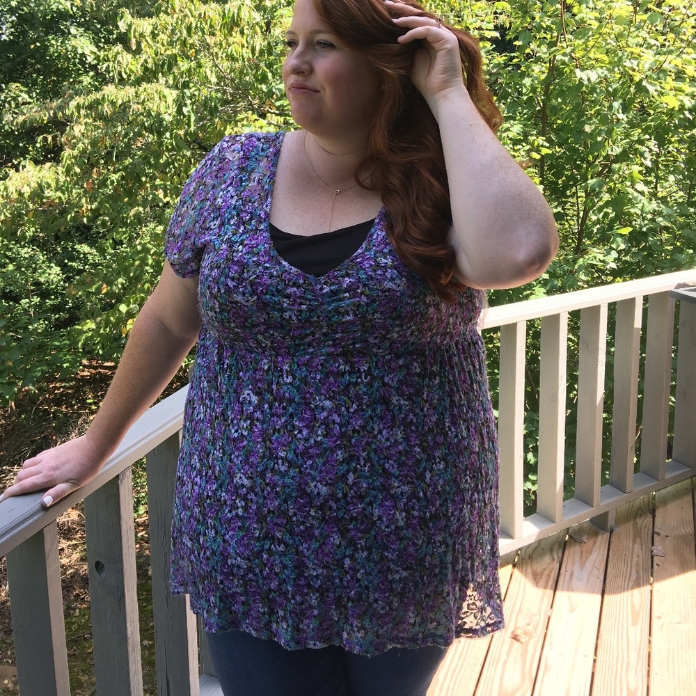 Torrid 4 lace sheer blouse